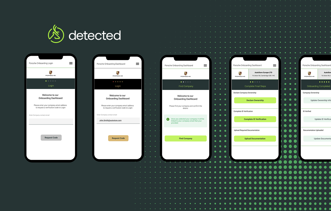 Detected business verification onboarding mobile screens